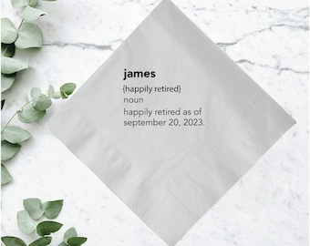 Custom 2ply Beverage Napkin Retirement Party Favors, Personalized Retirement Napkin, Printed Retirement Party Napkins, Retirement Favor (38)