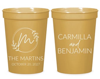 Custom Wedding Stadium Cups, Personalized 16oz Stadium Cups, Custom 22oz Stadium Cups Wedding Favor, Custom Plastic Cup Wedding Favors (178)