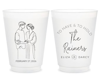 Personalized Wedding Frosted Cups, Wedding Photo Frosted Cup Favors, Custom Photo Frosted Cup Wedding Favors, Custom Frosted Cup Favor (417)