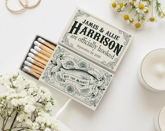 Fishing Wedding Matchbox, Off The Market Matchbox, Personalized Wedding Matches, Custom Wedding Matchbox, Fishing Wedding Matches Favor (14)