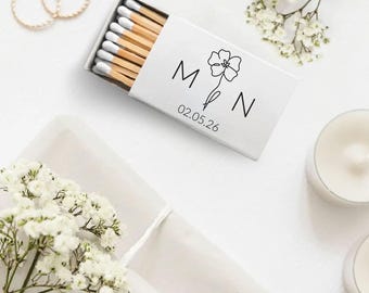 Personalized Wedding Matchboxes, Custom Wedding Matchbox Favors, Personalized Matchbox Wedding Favors, White Head Match Wedding Favors (191)