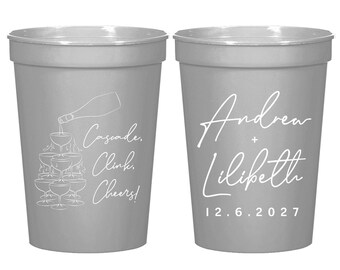 Cascade Clink Cheers Stadium Cup, Personalized Wedding Stadium Cups, Custom Stadium Cup Favor for Guests, Custom Stadium Cups as Favor (421)