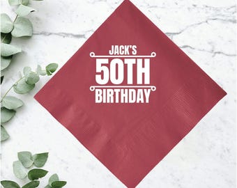 Custom 2-Ply 50th Bday Napkins, Personalized 50th Bday Favor, Stylish 50th Bday Celebration Napkin, Unique 50th Bday Party Napkin Favor (41)