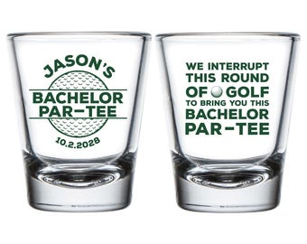 Bachelor Par-Tee Shot Glasses Favor, Custom Bachelor Party Shot Glass Favor, Personalized Bachelor Party Shot Glass, Golf Party Favor (236)