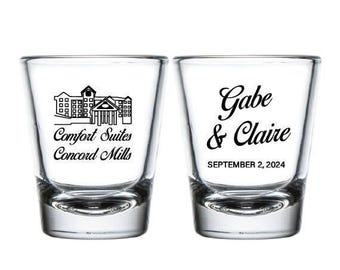 Personalized Wedding Venue Shot Glasses Favor, Custom Shot Glasses Wedding Favors, Custom Wedding Venue Shot Glasses Favor, Shot Glass (215)