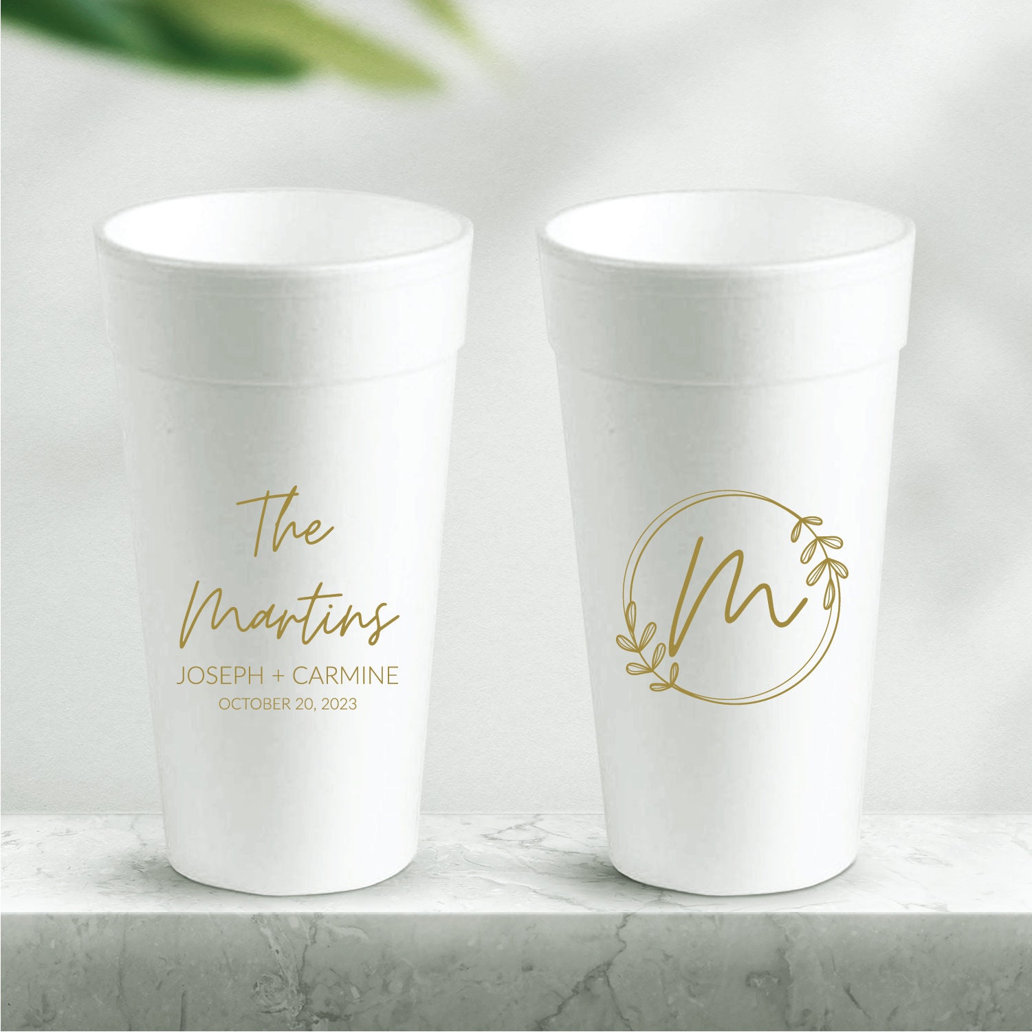 Personalized Foam Cups, Wedding Foam Cup Favors, Custom Foam Cup