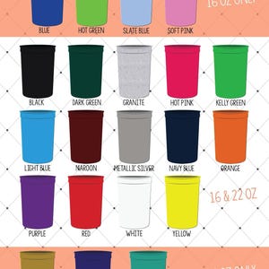 Custom Stadium Cups, Personalized Stadium Cups, Plastic Cup Favors, Custom Birthday Cups as Favors, Personalized Wedding Stadium Cup (170) image 5