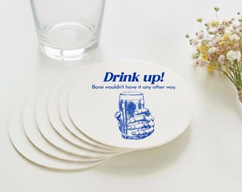 Drink Up Memorial Coasters, Personalized Memorial Coaster Favors, Personalized Coaster Celebration of Life Favor, Personalized Coaster (453)