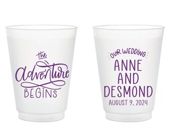 The Adventure Begins Frosted Cups For Weddings, Frosted Cups Favors For Wedding, Custom Frosted Cups Wedding Favor, Custom Frosted Cup (382)