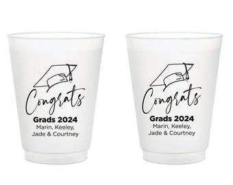 Graduation Party Frosted Cups, Graduation Party Frosted Cups Favors, Personalized Graduation Frosted Cups, Congratulations Frosted Cup (369)