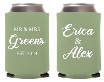 Customized Wedding Beer Hugger as Favors, Personalized Can Cooler as Wedding Favors, Personalized Wedding Can Coolers Favors and Gifts (308)
