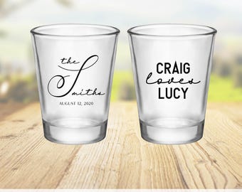 Personalized Wedding Shot Glasses, Custom Wedding Shot Glasses, Shot Glasses as Wedding Favors, Custom Shot Glasses for Wedding Guest (1021)