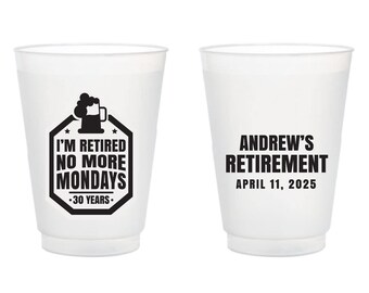 Retirement Party Frosted Cups Favors, Plastic Cups Favors For Retirement Party, Custom Retirement Party Favor, Retirement Frosted Cups (368)