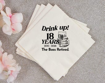 Retirement Party Napkins, Personalized Portrait Retirement Party Napkin Favor, Custom Portrait Napkin Favors, Retirement Napkin Favors (455)