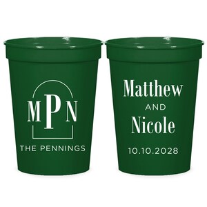 Wedding Monogram Stadium Cups, Custom Wedding Stadium Cups, Custom Plastic Cups Wedding Favor, Custom Wedding Favors, Personalized Cup (181)