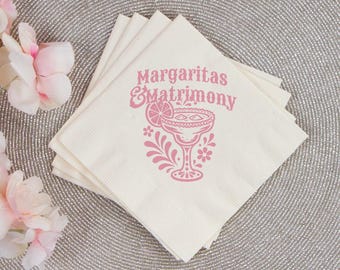 Margarita Napkins, Bachelorette Napkins, Fiesta Bachelorette Napkin, Mexican Theme Party, Margarita Matrimony, Customized Drink Napkin (461)