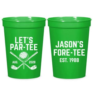 Vasos de estadio para cumpleaños de golf Let's Par-Tee, vasos de estadio personalizados para 40 cumpleaños, vaso de estadio de cumpleaños de golf Fore-Tee, recuerdo de vaso de estadio (426)