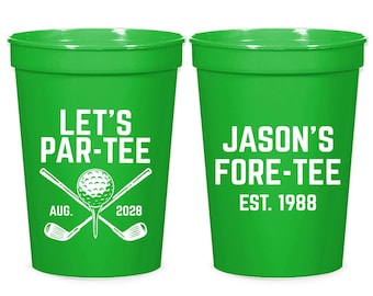 Let's Par-Tee Golf Birthday Stadium Cups, Customized 40th Birthday Stadium Cups, Fore-Tee Golf Birthday Stadium Cup, Stadium Cup Favor (426)