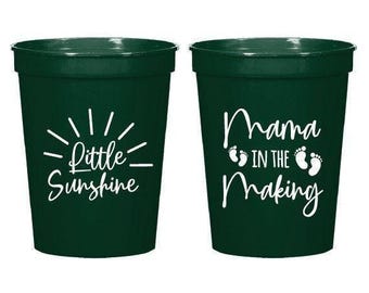 Little Sunshine Stadium Cups, Mama In The Making Baby Shower Stadium Cup, Custom Baby Shower Stadium Cup Favors, Custom Plastic Cups (232)
