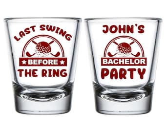 Personalized Bachelor Party Shot Glasses, Last Swing Before The Ring Shot Glasses Favors, Custom Bachelor Party Shot Glasses as Favors (241)