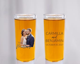 Personalized Full Color Wedding Tall Shooter Glass Favor, Custom Wedding Photo Tall Shooter Glass Favors, Custom Photo Tall Shot Glass (409)