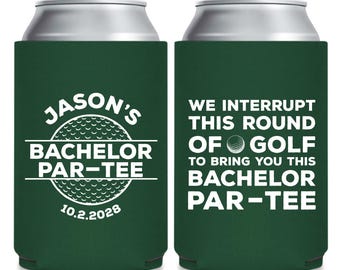 Bachelor Par-Tee Can Cooler Favors, Custom Bachelor Party Can Cooler Favor, Personalized Bachelor Party Beer Huggers, Golf Party Favor (236)