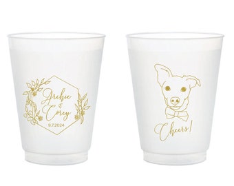 Custom Pet Wedding Frosted Cup, Personalized Pet Wedding Frosted Cups, Pet Wedding Frosted Cup Favor, Custom Frosted Cup Wedding Favor (315)