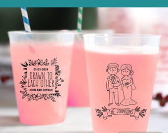 Frosted Plastic Personalized Cups, Wedding Cup, Wedding Plastic Frosted Cups, Plastic Frosted Wedding Cup, Plastic Wedding Frosted Cup (111)