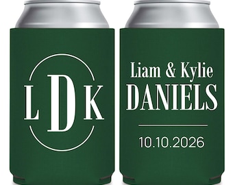 Monogram Wedding Can Coolers, Custom Monogram Wedding Can Coolers, Can Cooler Wedding Favors, Wedding Can Cooler Favors, Beer Huggers (179)