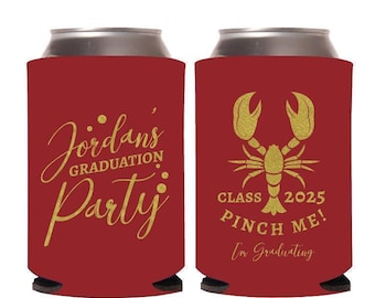 Pinch Me I'M Graduating Can Coolers, Personalized Graduation Party Beer Hugger Favors, Customized Graduation Party Can Cooler As Favor (388)