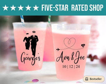 Pilot Theme Wedding Frosted Cups Favor, Personalized Pilot Wedding Frosted Cups Favor, Custom Wedding Frosted Cups as Favors for Guest (263)