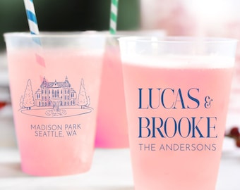 Wedding Venue Photo Frosted Cup Favors, Personalized Frosted Cup Wedding Favors, Custom Wedding Frosted Cups, Custom Frosted Cup Favor (419)
