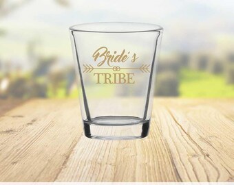 Bride Tribe Shot Glass - Custom Wedding Shot GlasPersonalizeds - Bridesmaids favor- Wedding Glasses - Customized 1.75oz Shot Glasses 1018