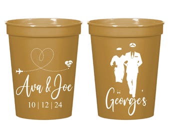 Pilot Theme Wedding Stadium Cups Favor, Personalized Pilot Wedding Stadium Cups Favor, Custom Wedding Stadium Cups as Favors for Guest (263)