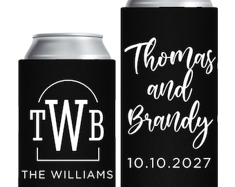 Wedding Monogram Can Coolers, Can Cooler Wedding Favors, Custom Monogram Wedding Favors, Can Cooler Monogram Favors, Wedding Coolers (182)