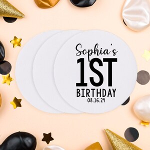 First Birthday Coasters as Favors, Custom Coaster Favors & Gifts, Personalized First Birthday Coasters, Custom First Birthday Coasters (355)