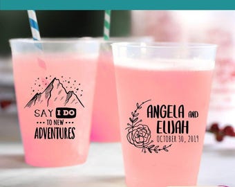 Wedding Plastic Frosted Cups, Plastic Frosted Wedding Cup, Plastic Wedding Frosted Cup, Frosted Plastic Personalized Cups, Wedding Cup (110)