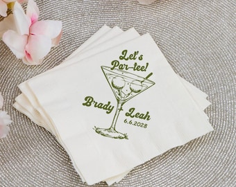 Personalized Let's Par-Tee Golf Wedding Napkin Favor, Personalized Golf Wedding Napkin Favors, Personalized Napkin Favors for Weddings (458)