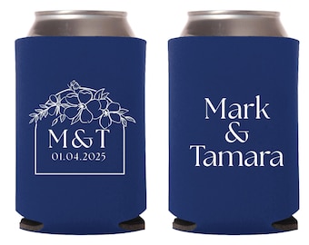 Personalized Wedding Can Coolers, Custom Wedding Reception Can Cooler, Customized Wedding Beer Hugger Favors, Custom Beer Hugger Favor (380)
