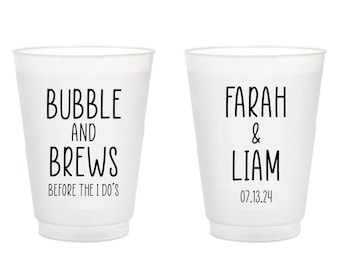 Bubble And Brews Before The I Do's Custom Frosted Cups,  Customized Frosted Cups as Favors for Weddings, Custom Frosted Cups as Favors (307)