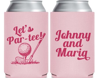 Let's Par-Tee Custom Golf Wedding Can Coolers, Personalized Can Cooler Wedding Favors, Golf Themed Wedding Can Coolers, Wedding Favors (459)