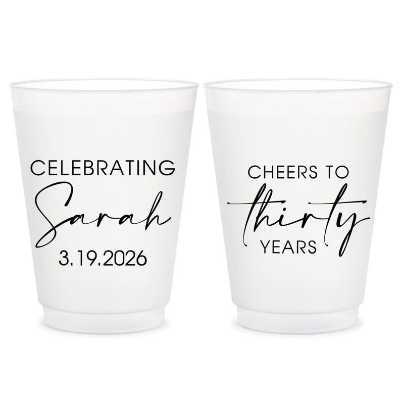 Personalized Cups, Custom Cups for Party, Custom Party Cups, 30th Birthday Frosted Cups, Customized Frosted Cups, Custom Birthday Cups (166) image 3