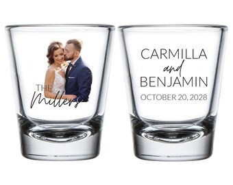 Personalized Full Color Wedding Shot Glasses, Custom Wedding Photo Shot Glass Favors, Customized Photo Shot Glass Favors, Shot Glasses (409)