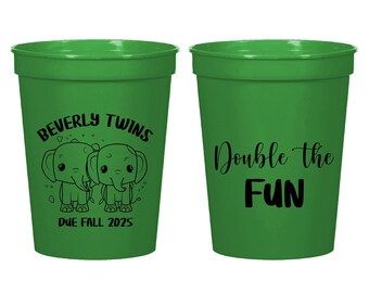 Double The Fun Stadium Cup Favors, Twins Baby Shower Stadium Cup Favors, Custom Stadium Cups For Twins Baby Shower, Stadium Cup Favors (395)