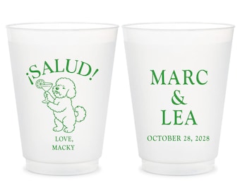 Salud Pet Wedding Frosted Cups, Personalized Pet Wedding Frosted Cup Favors, Customized Frosted Cups Wedding Favor, Custom Frosted Cup (430)