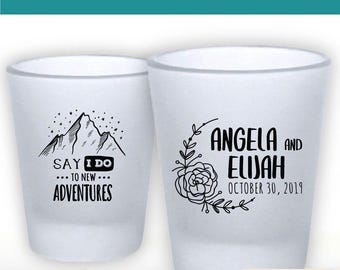 Frosted Personalized Printed Wedding Shot Glasses, Frosted Shot Glass, Frosted Wedding Shot Glass, Wedding Party Frosted Shot Glasses  (110)