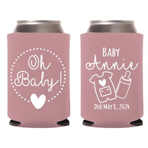 Oh Baby - Funny Baby Shower Can Cooler - Funny Beer Baby - Rustic Favors Baby Shower Can Coolers New Member in Family Can Cooler (13)