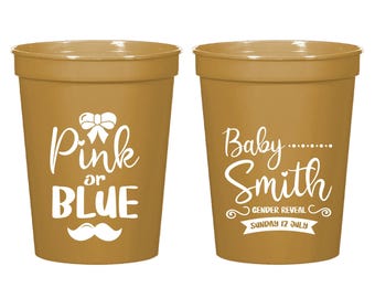Pink Or Blue Stadium Cup Favors, Gender Reveal Custom Stadium Cup Favors, Personalized Gender Reveal Stadium Cups, Custom Stadium Cups (394)