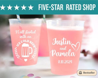 Customized Wedding Frosted Cups, Custom Wedding Frosted Cups, Personalized Wedding Frosted Cups, Custom Frosted Cup Wedding Favors (138)