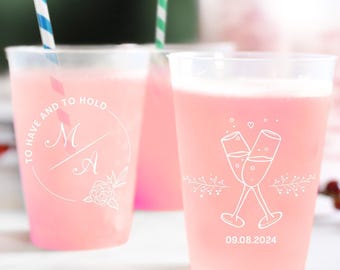 Plastic Frosted Cups, Wedding Plastic Personalized Frosted Cups, Plastic Wedding Frosted Cups, Personalized Wedding Plastic Cups (113)